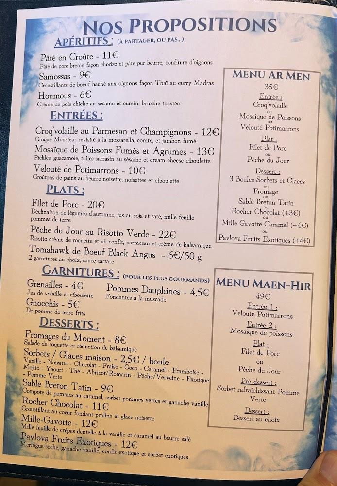 Ar Maen Hir - Menu Image 1